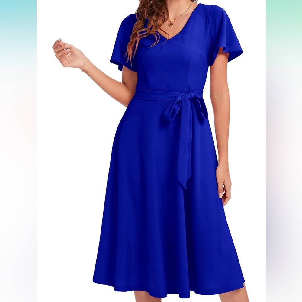New Gardenwed Royal Blue Fit and Flare Dress- Size XL (bin 1T)